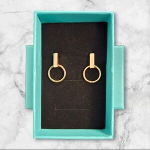 Elegant Golden Circle Drop Earrings